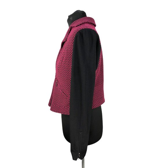 TORRID Beet Red/Black Checkered Print Moto Jacket Sz 1/1X - Picture 9 of 13